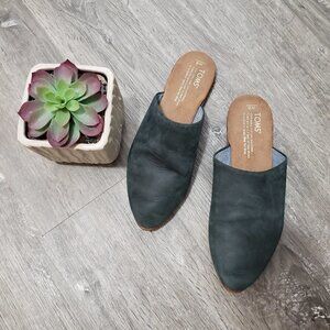 Toms Jutti Mules Nubuck Suede Leather Dark Blue Sz 6